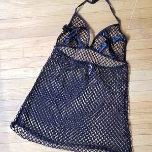 Fishnet baby doll fetish lingerie in queen size